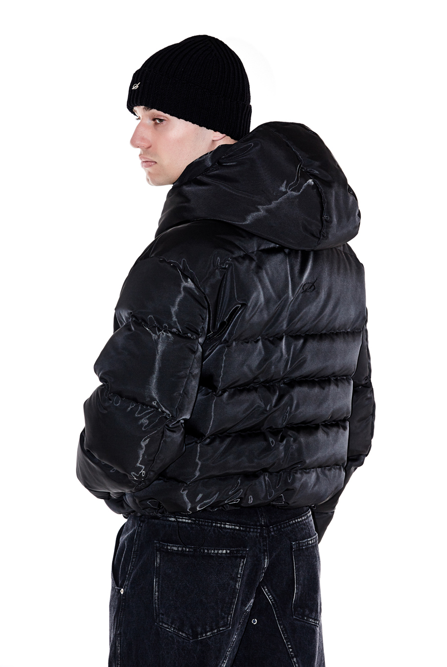Tunnel Lining hoodie down jacket - Black