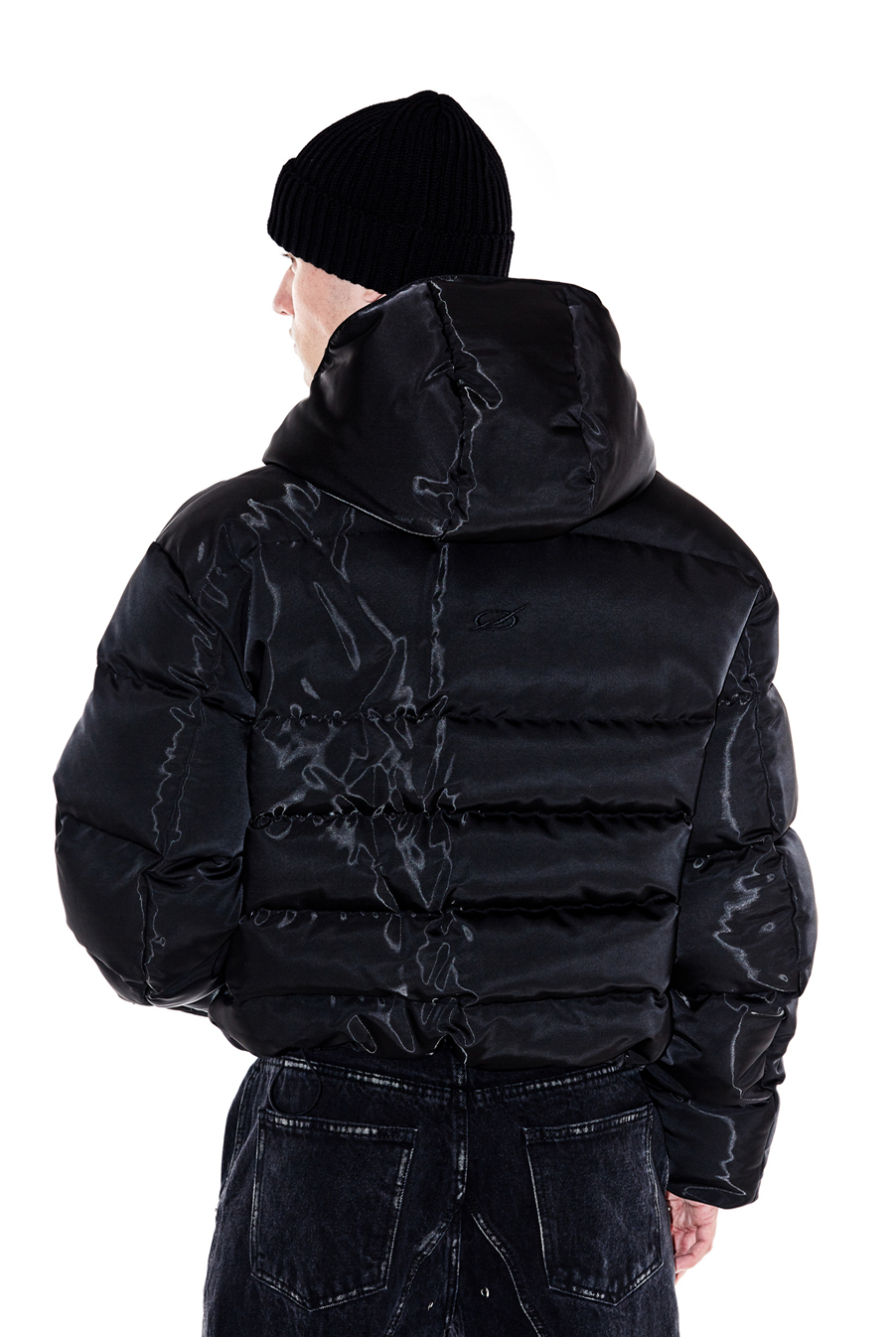 Tunnel Lining hoodie down jacket - Black