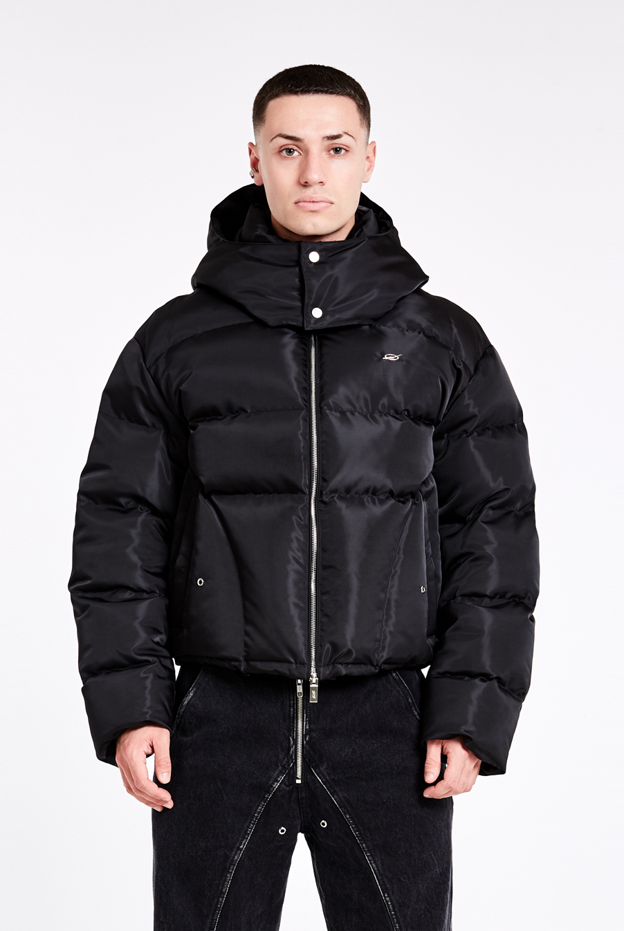 Tunnel Lining hoodie down jacket - Black