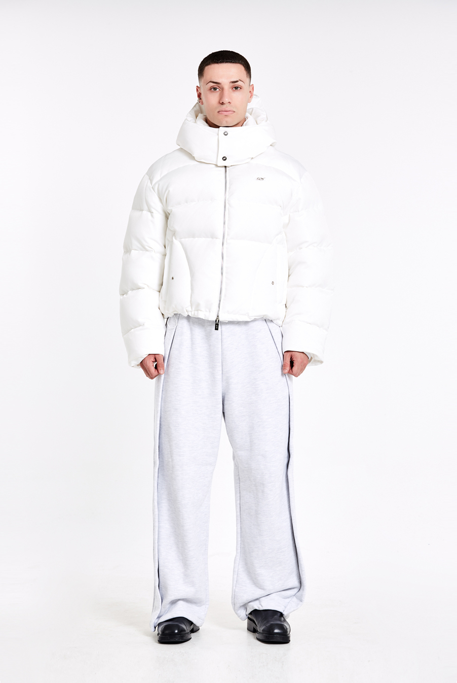 Tunnel Lining hoodie down jacket - White