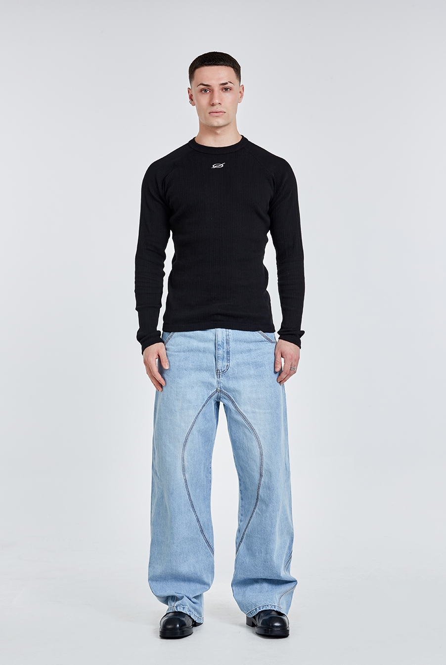 Tunnel lining wide pants - Light blue