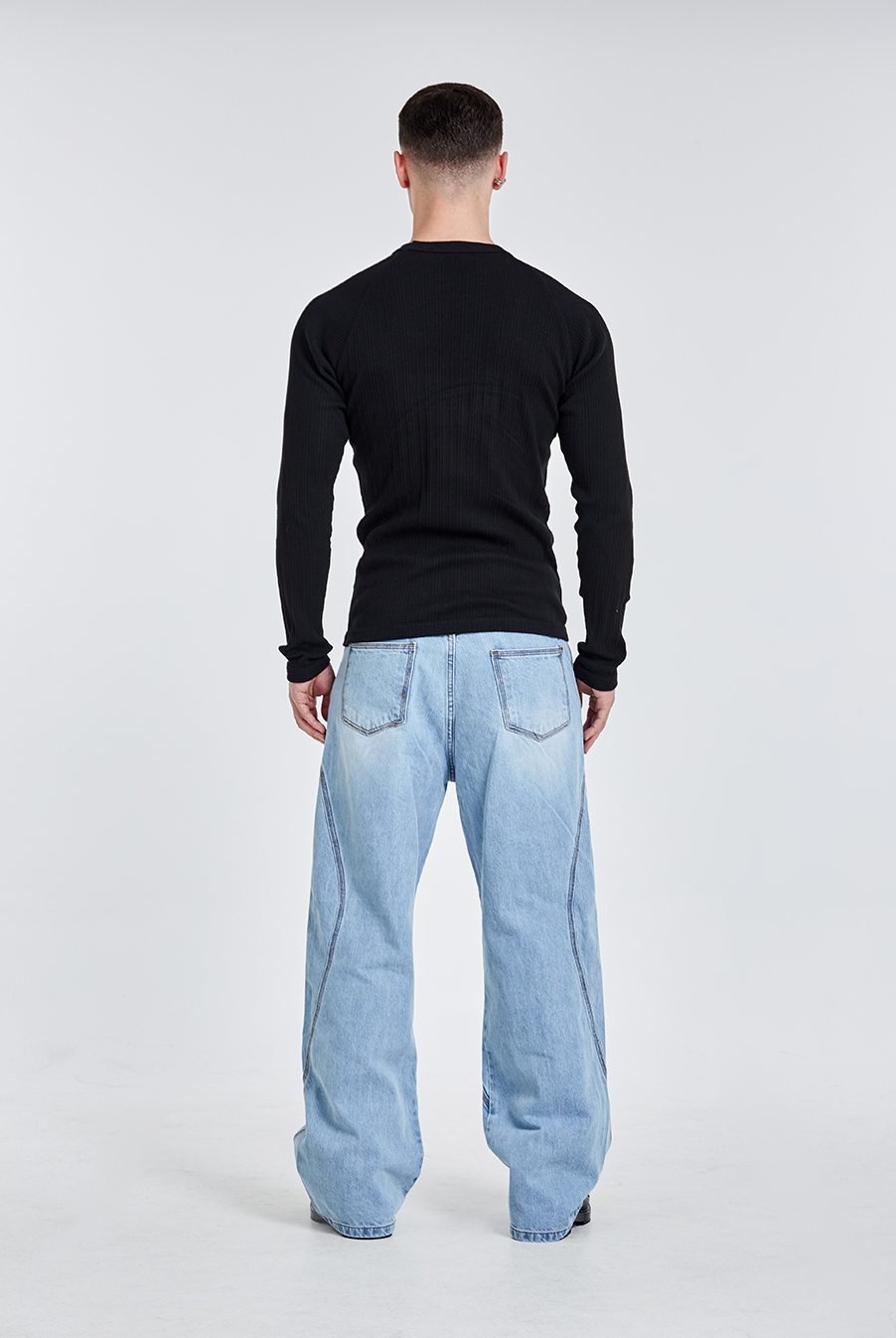 Tunnel lining wide pants - Light blue