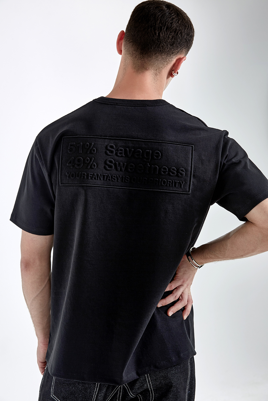 Slogan T-shirt - BLACK