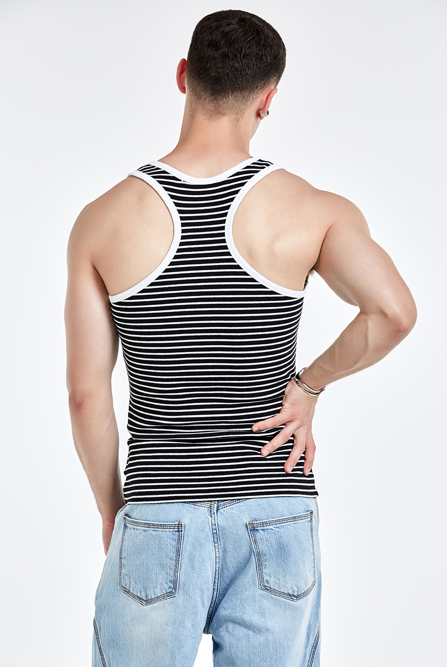 Stripe logo sleeveless - BLACK