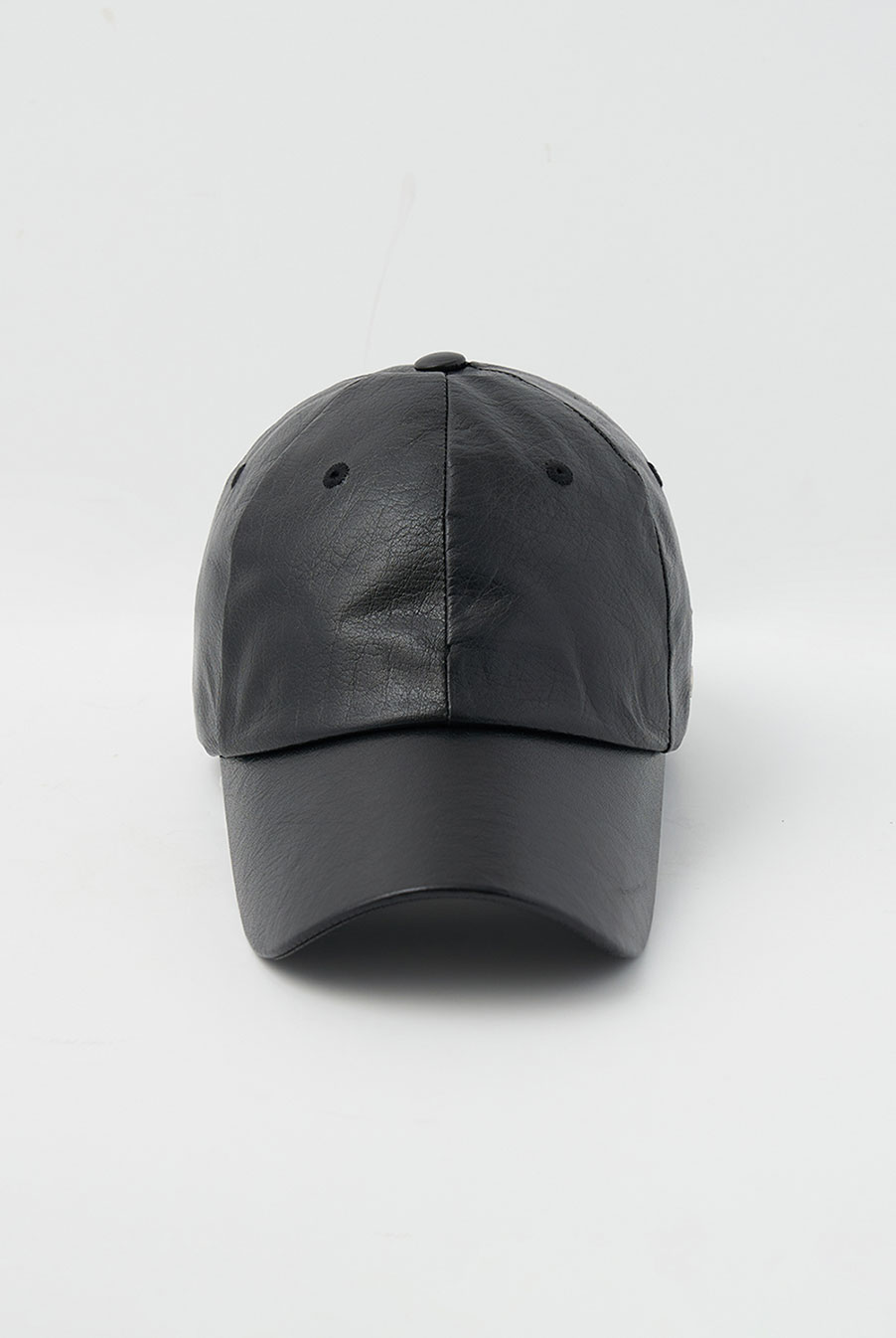 Leather logo cap - black