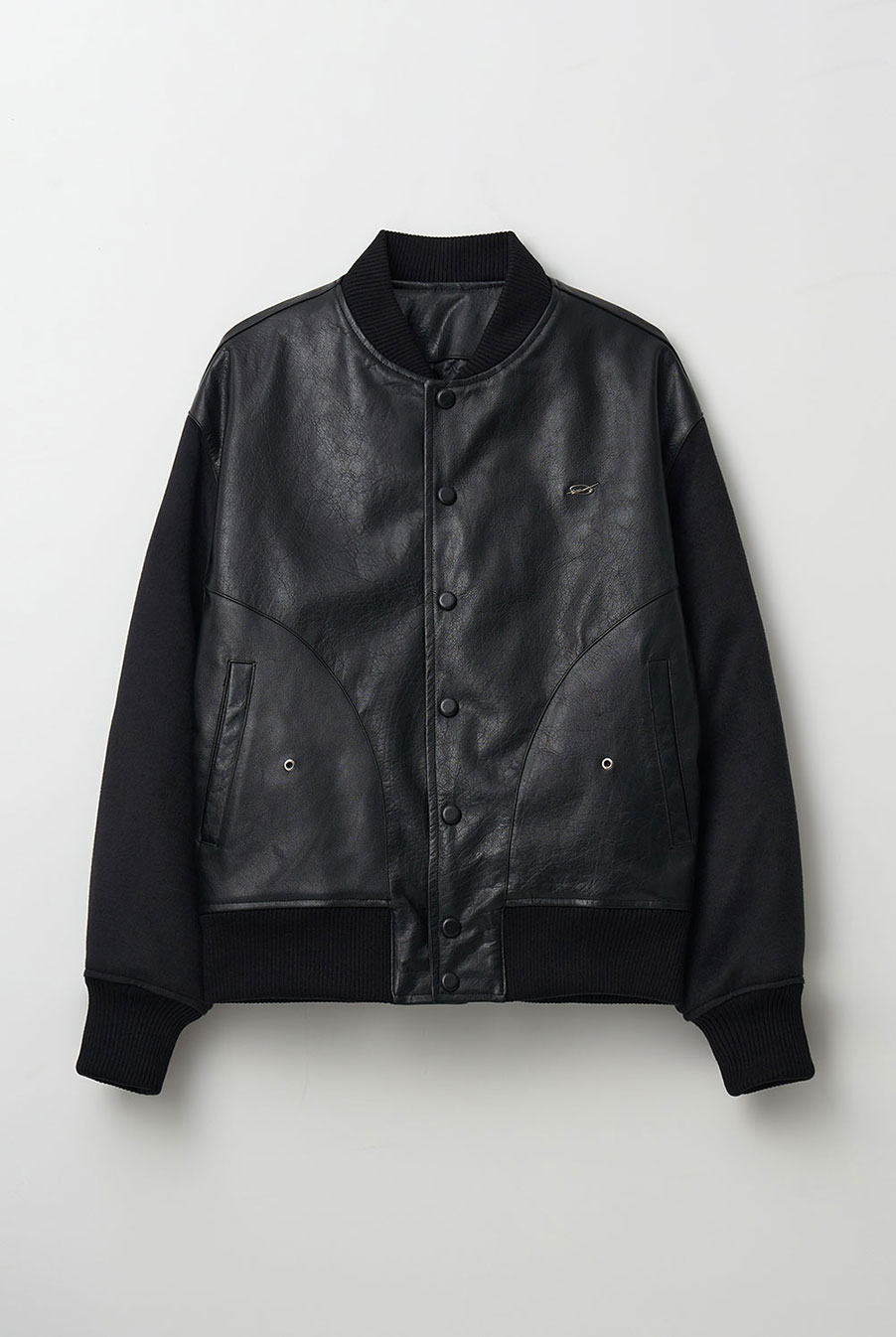 Bulky Varsity Jacket - Black