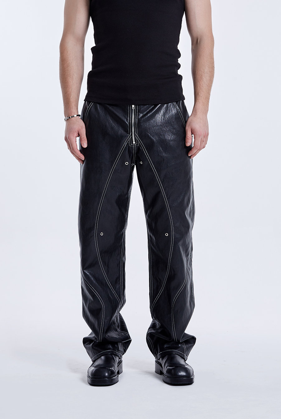 TUNNEL LINING TROUSER Leather - Black