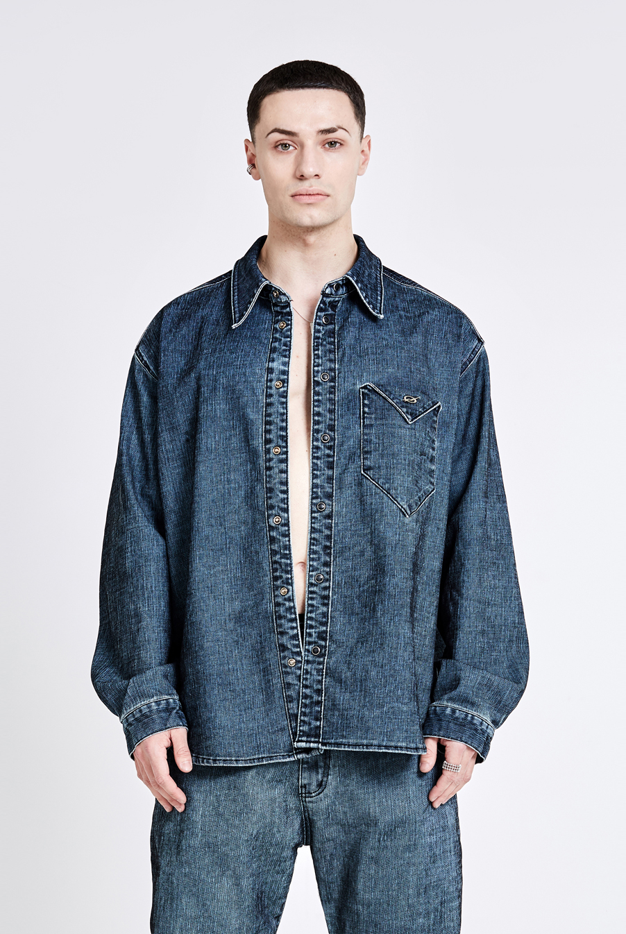 Triangle denim shirt - Velvet blue