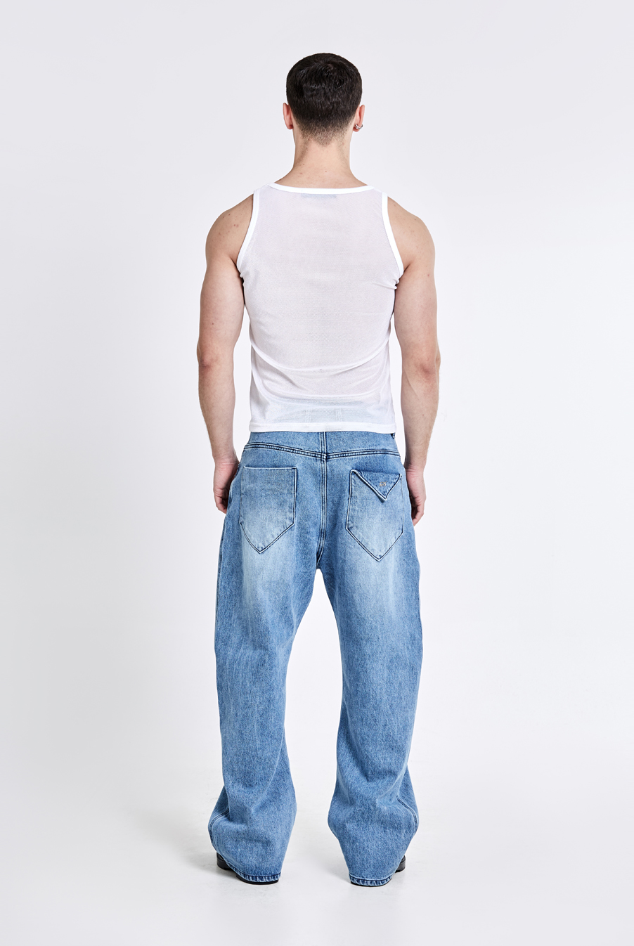 Triangle pocket denim pants - Blue