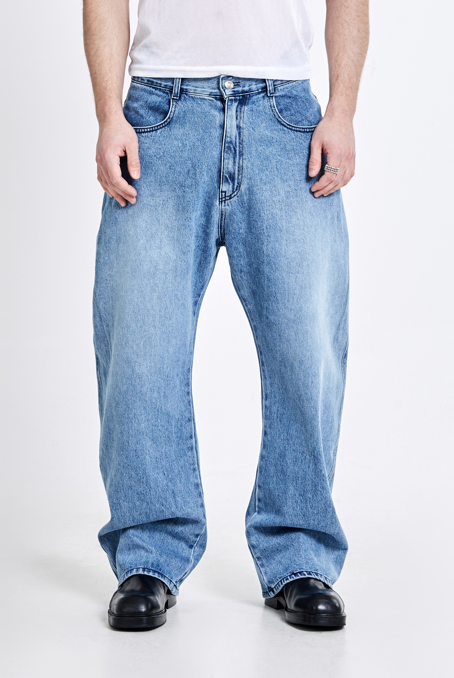 Triangle pocket denim pants - Blue