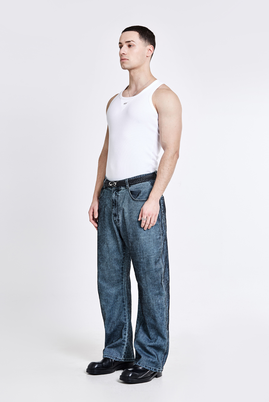 Triangle pocket denim pants - Velvet blue