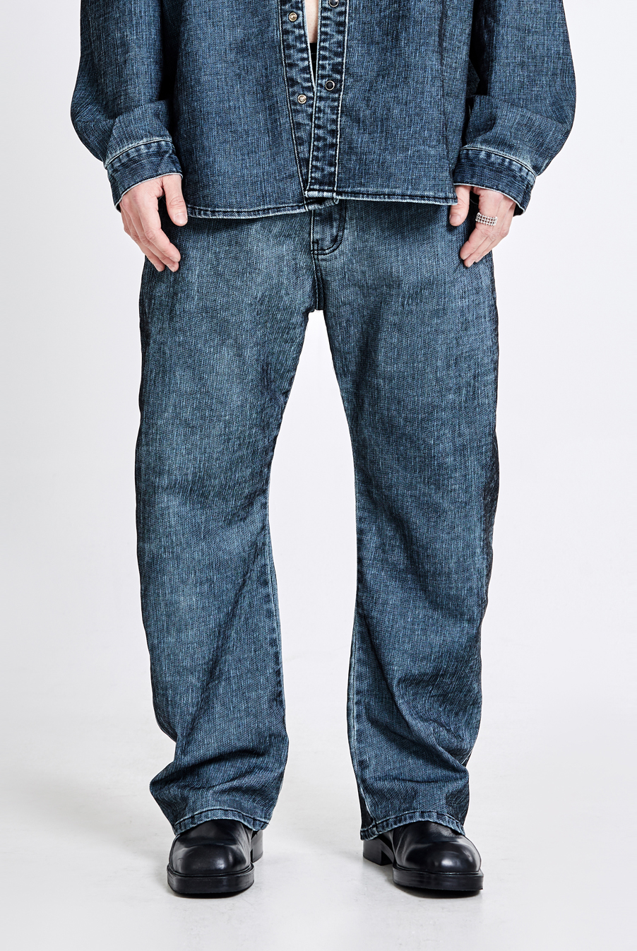 Triangle pocket denim pants - Velvet blue