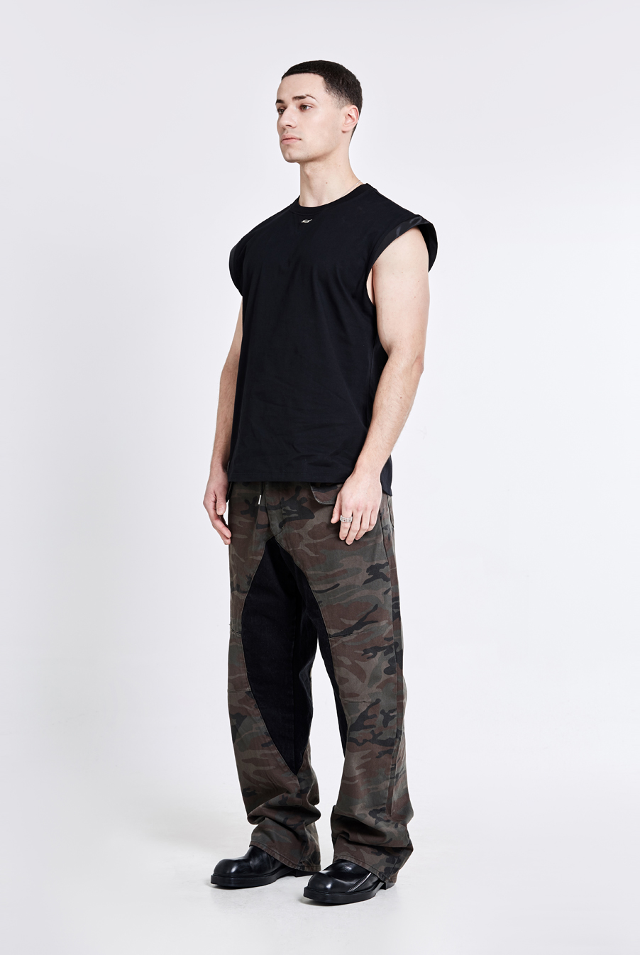 Lining cargo pants - camo black