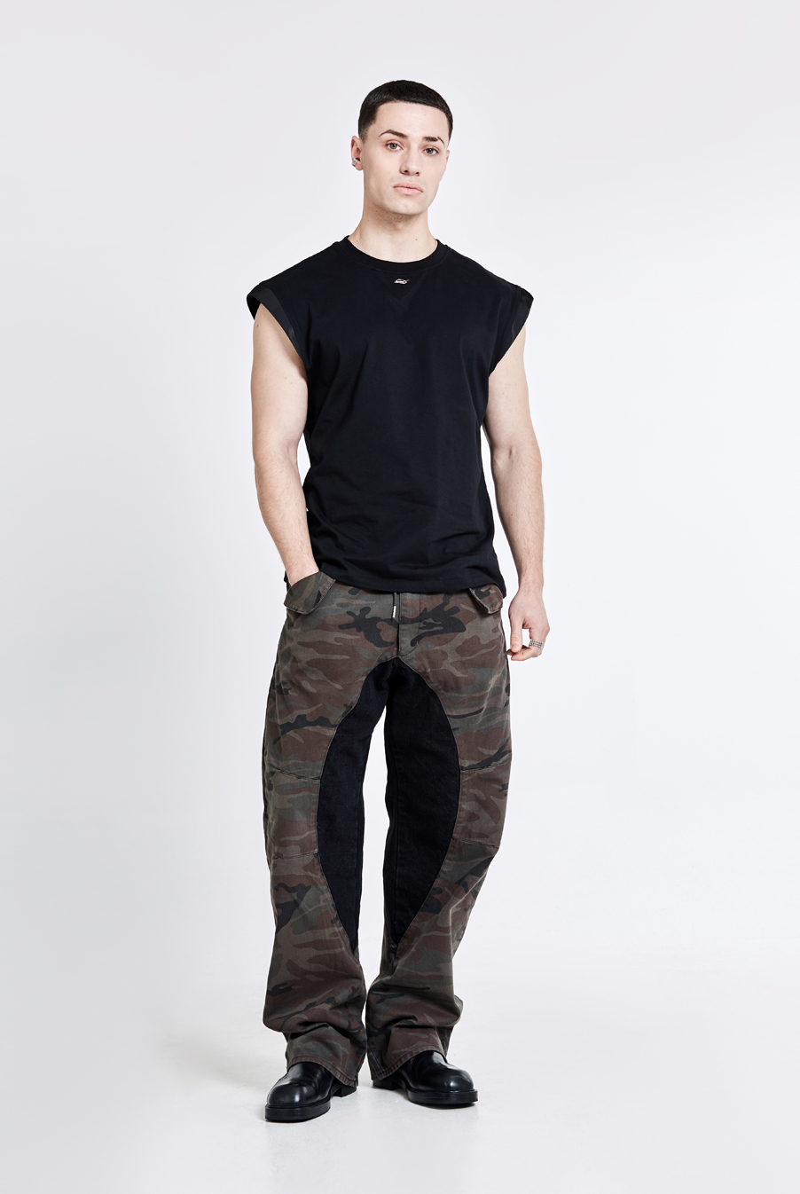 Lining cargo pants - camo black