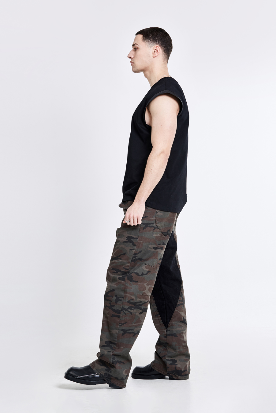 Lining cargo pants - camo black