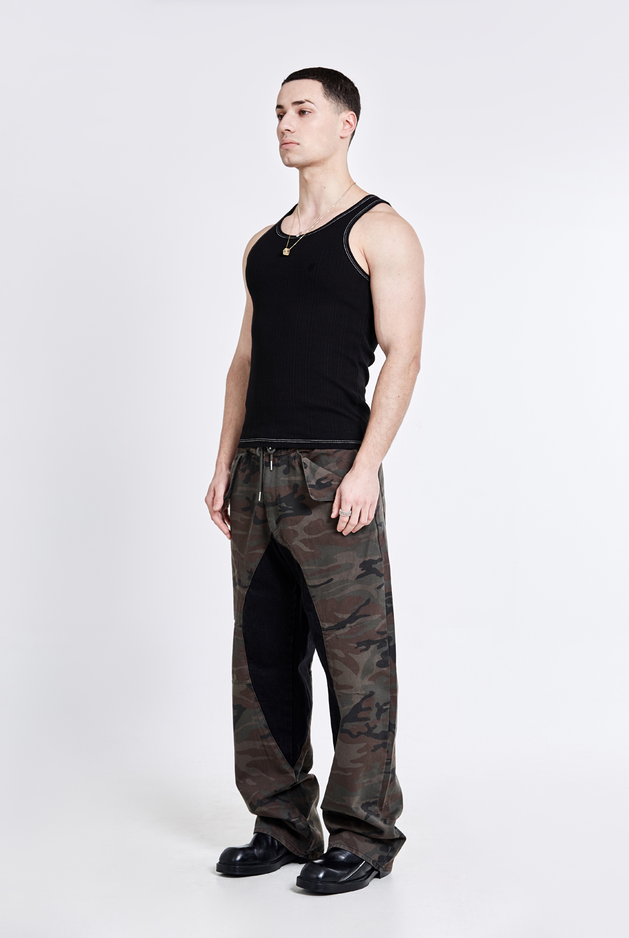 Lining cargo pants - camo black