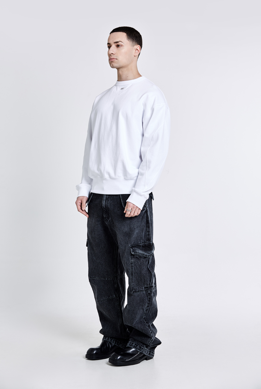 Denim cargo pants - Washed black