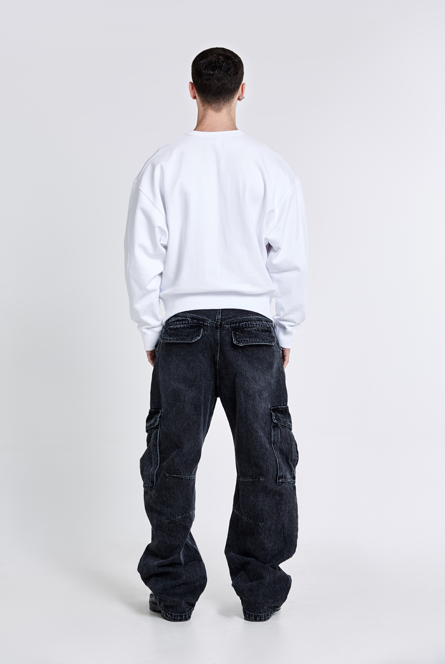 Denim cargo pants - Washed black