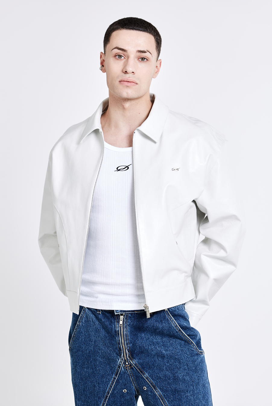 Bulky Leather Jacket - White