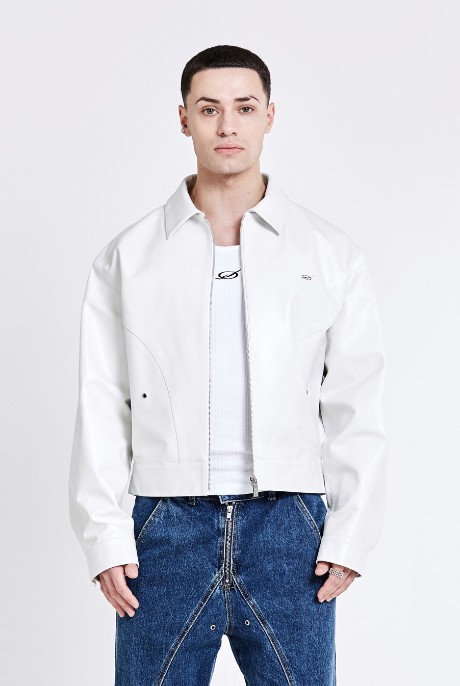 Bulky Leather Jacket - White