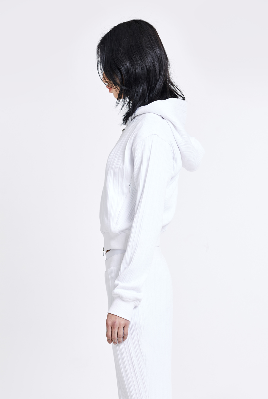 Irregular Two-way Zipup Hoodie - White(woman)