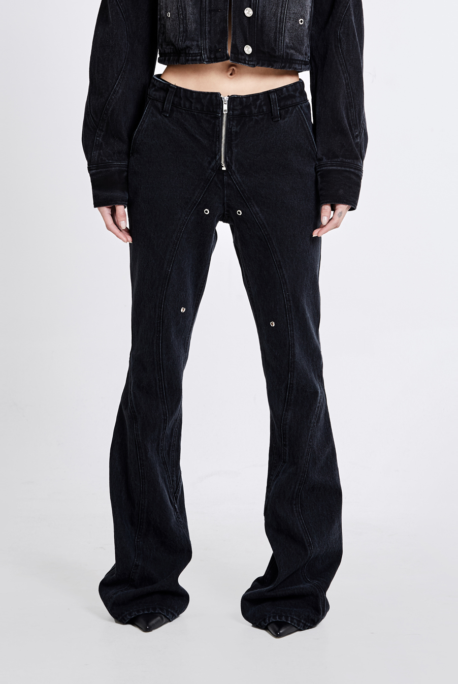 Bootcut Linning Denim pants - Black(woman)