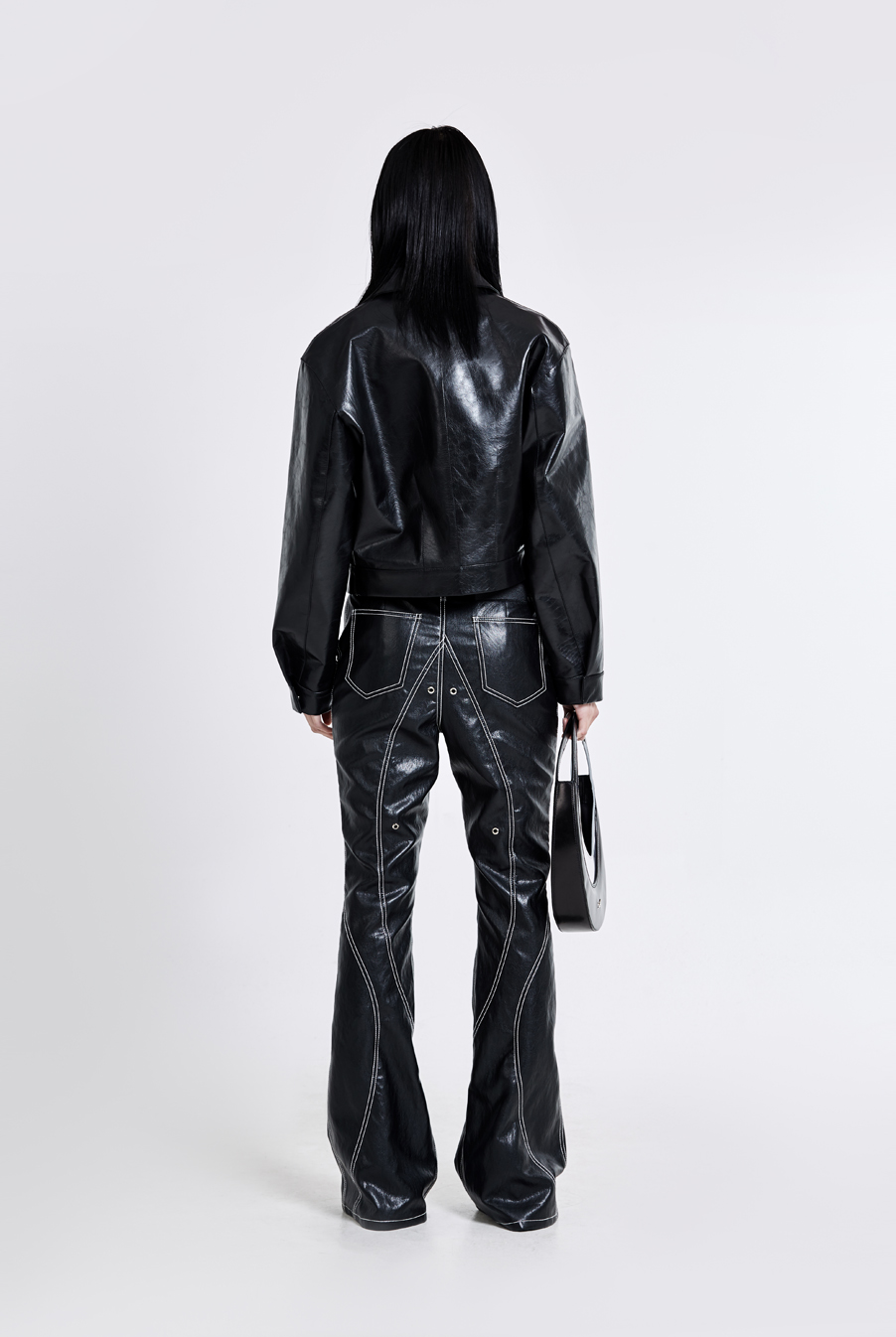 Bulky Leather Jacket - Black(woman)