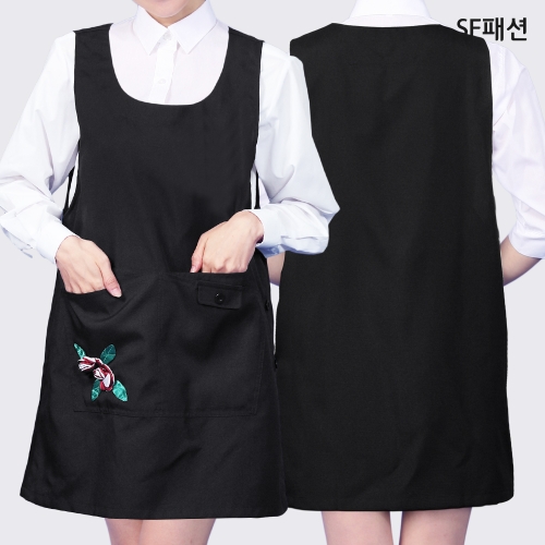 장미장식 원피스 앞치마 재가센터 요양보호