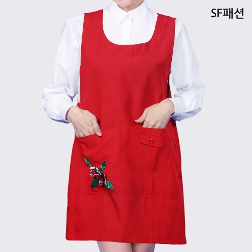 장미장식 원피스 앞치마 재가센터 요양보호