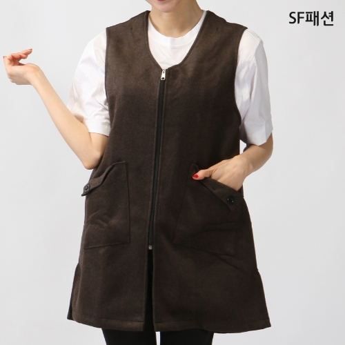 겨울 모직 지퍼 주머니 앞치마