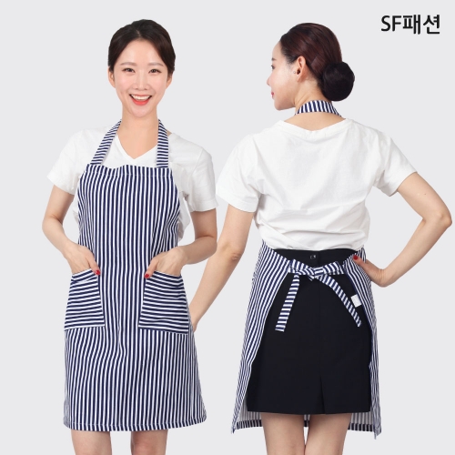 스트라이프 캔버스 앞치마 카페 공방 어린이집 유치원 보육 교사