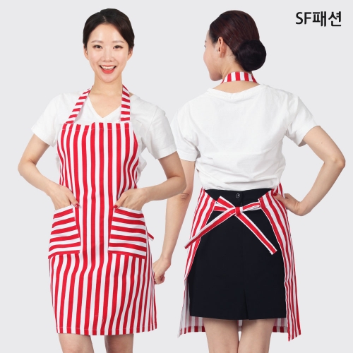 스트라이프 캔버스 앞치마 카페 공방 어린이집 유치원 보육 교사