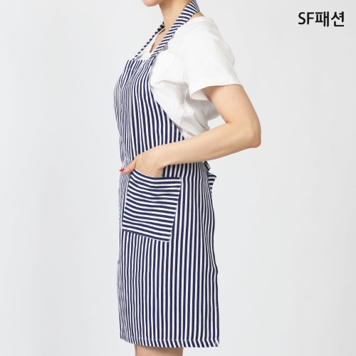 스트라이프 캔버스 앞치마 카페 공방 어린이집 유치원 보육 교사