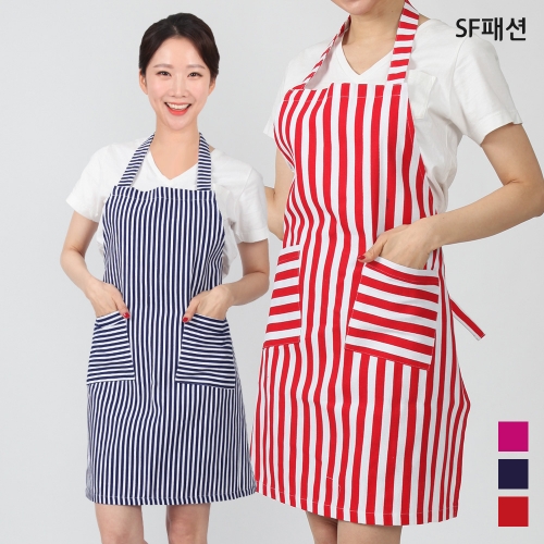 스트라이프 캔버스 앞치마 카페 공방 어린이집 유치원 보육 교사