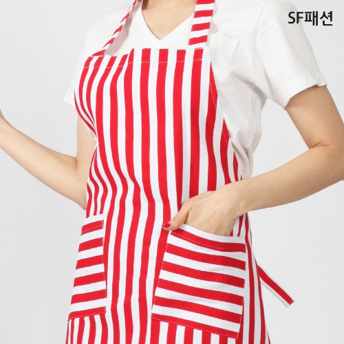 스트라이프 캔버스 앞치마 카페 공방 어린이집 유치원 보육 교사