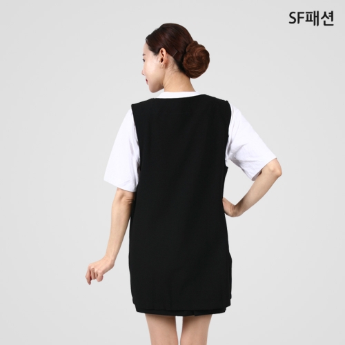 앞트임 원피스형 앞치마 조끼형 가을겨울용