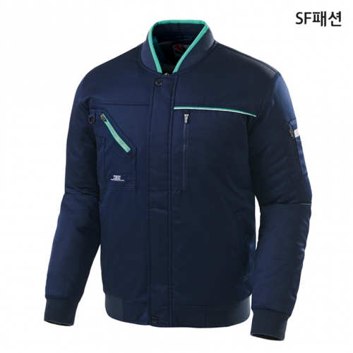 민트 배색 보머 점퍼 패딩 작업복 근무복