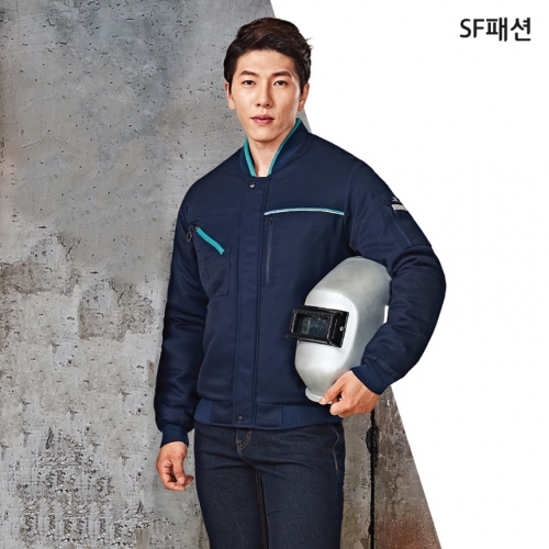 민트 배색 보머 점퍼 패딩 작업복 근무복