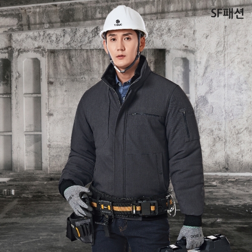 멜란지 트윌 패딩 점퍼 작업복