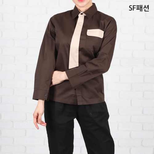 남녀공용 긴팔 반팔 포켓셔츠 유니폼 서빙복