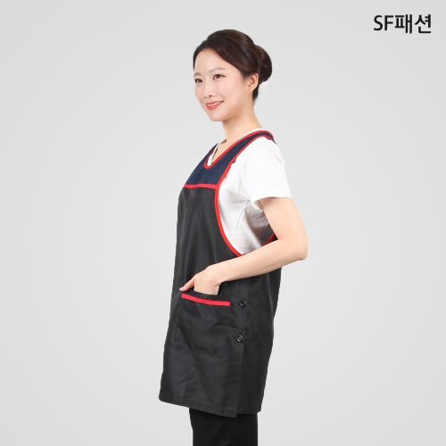 레드 파이핑 망사 앞치마