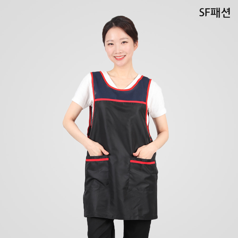 레드 파이핑 망사 앞치마