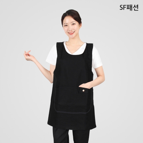 영문 자가드 패턴 원피스 앞치마 가을 겨울 앞치마