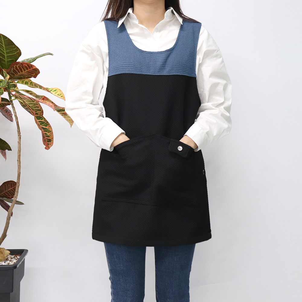 간절기 봄 가을 겨울 배색 원피스형 앞치마 카페 당일