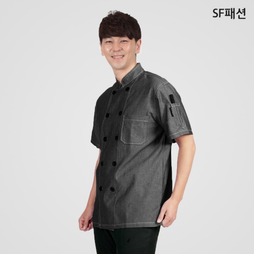 남여공용 데님 반팔 조리복 쿡복