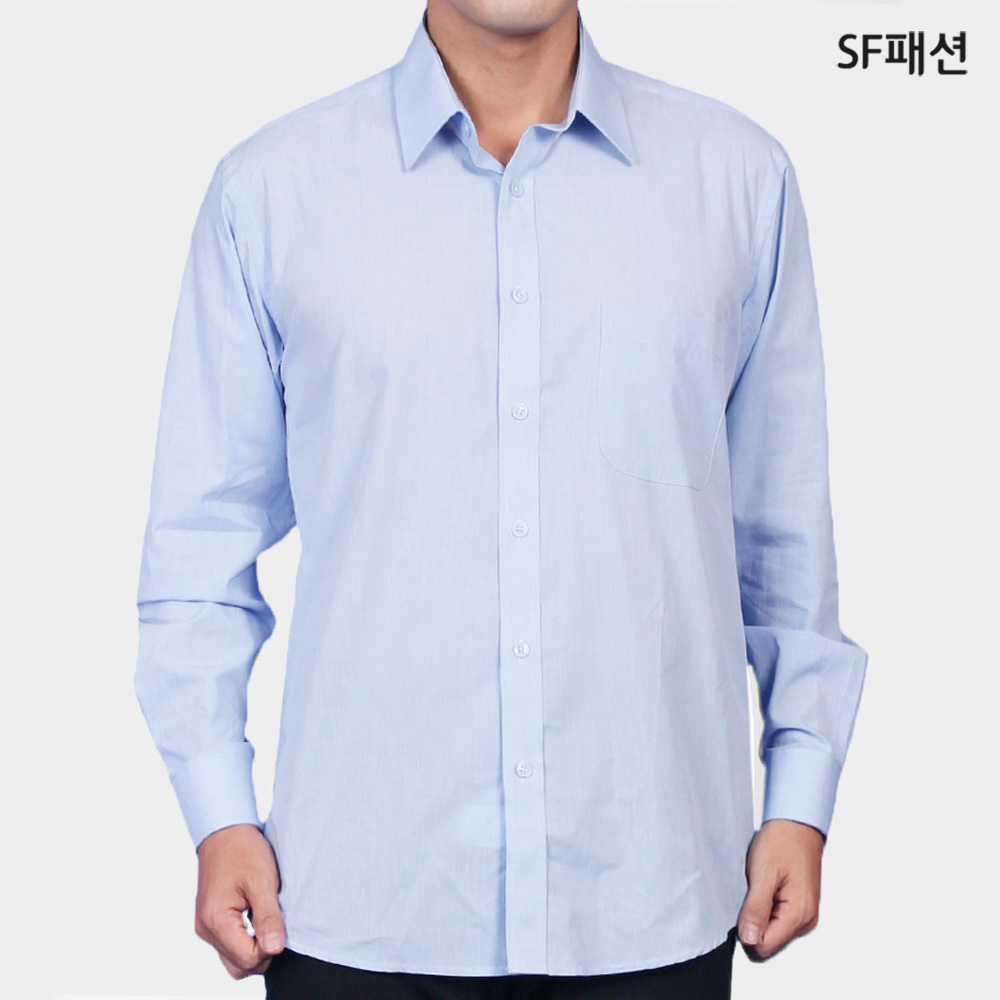 일반핏 블루 긴팔 셔츠 유니폼 와이셔츠