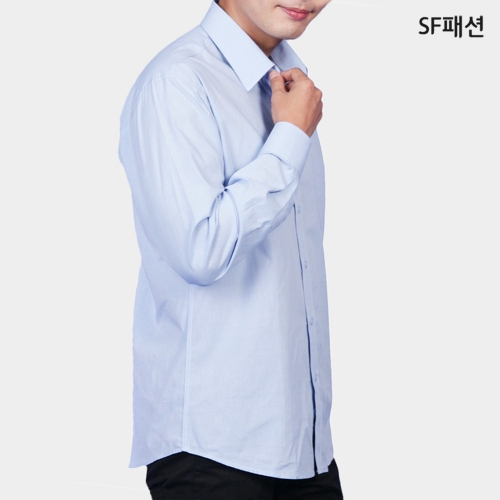 일반핏 블루 긴팔 셔츠 유니폼 와이셔츠