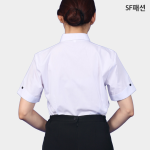여성 단추 포인트 기본 반팔 셔츠 공장 유니폼 급식소 식품 공장 와이셔츠