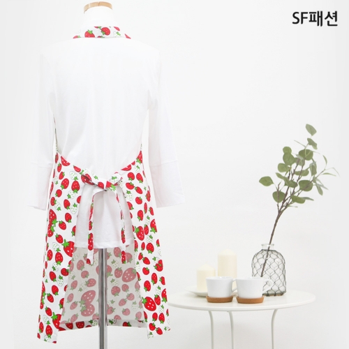 딸기패턴 목걸이형 앞치마 카페 어린이집 유치원 보육 교사 당일
