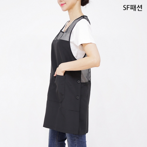 원피스형 망사 앞치마 유니폼 요양보호사 복지센터 자수 인쇄